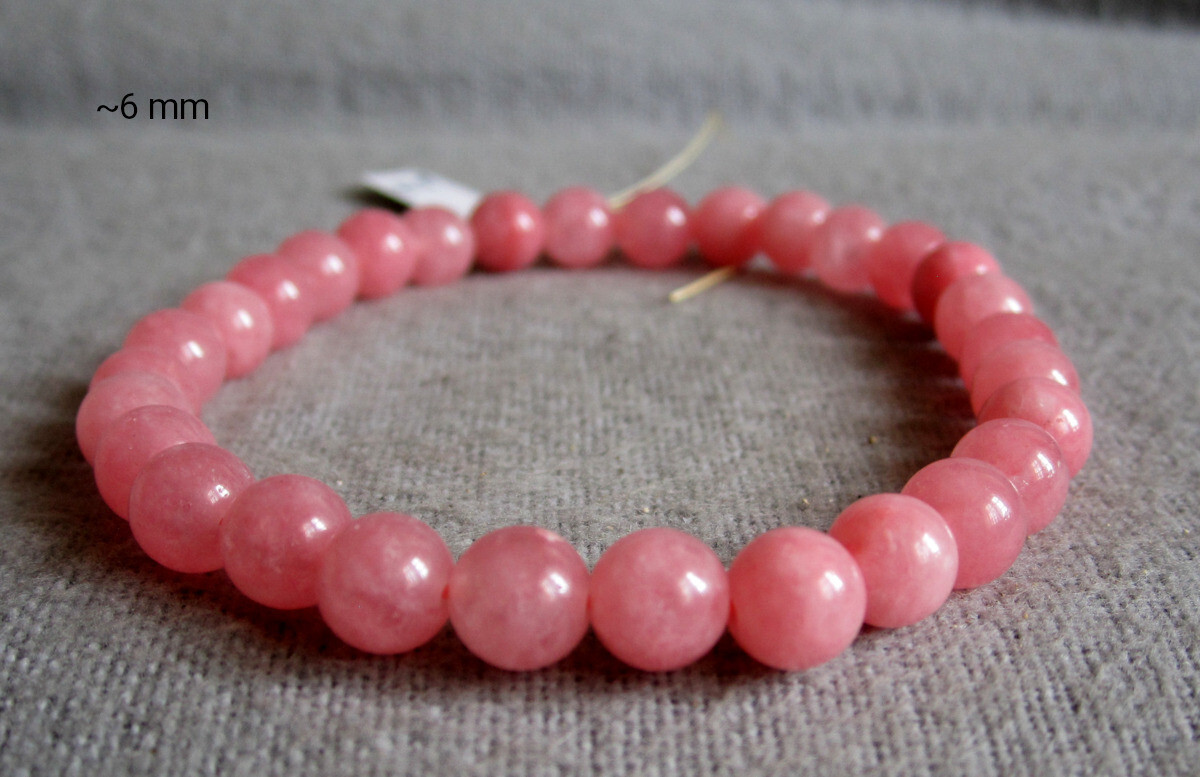 Pink Calcite Bracelet • Approx Ø 6mm / 14-20cm • Elastic