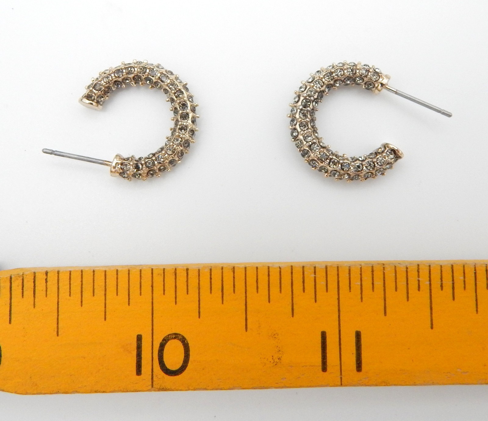 12K Gold Plated Crystal Paved Hoop Earrings