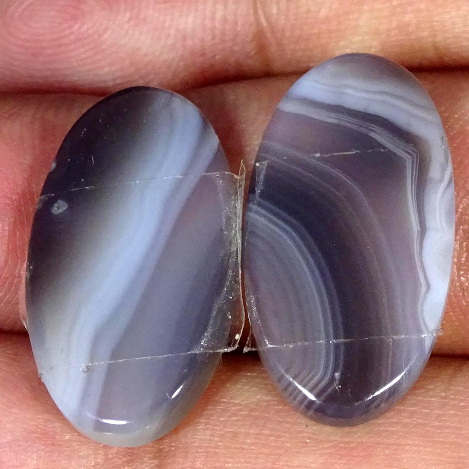 20.50Cts 100% Natural Designer Botswana Pair Agate Oval Cabochon 13x23x4mm