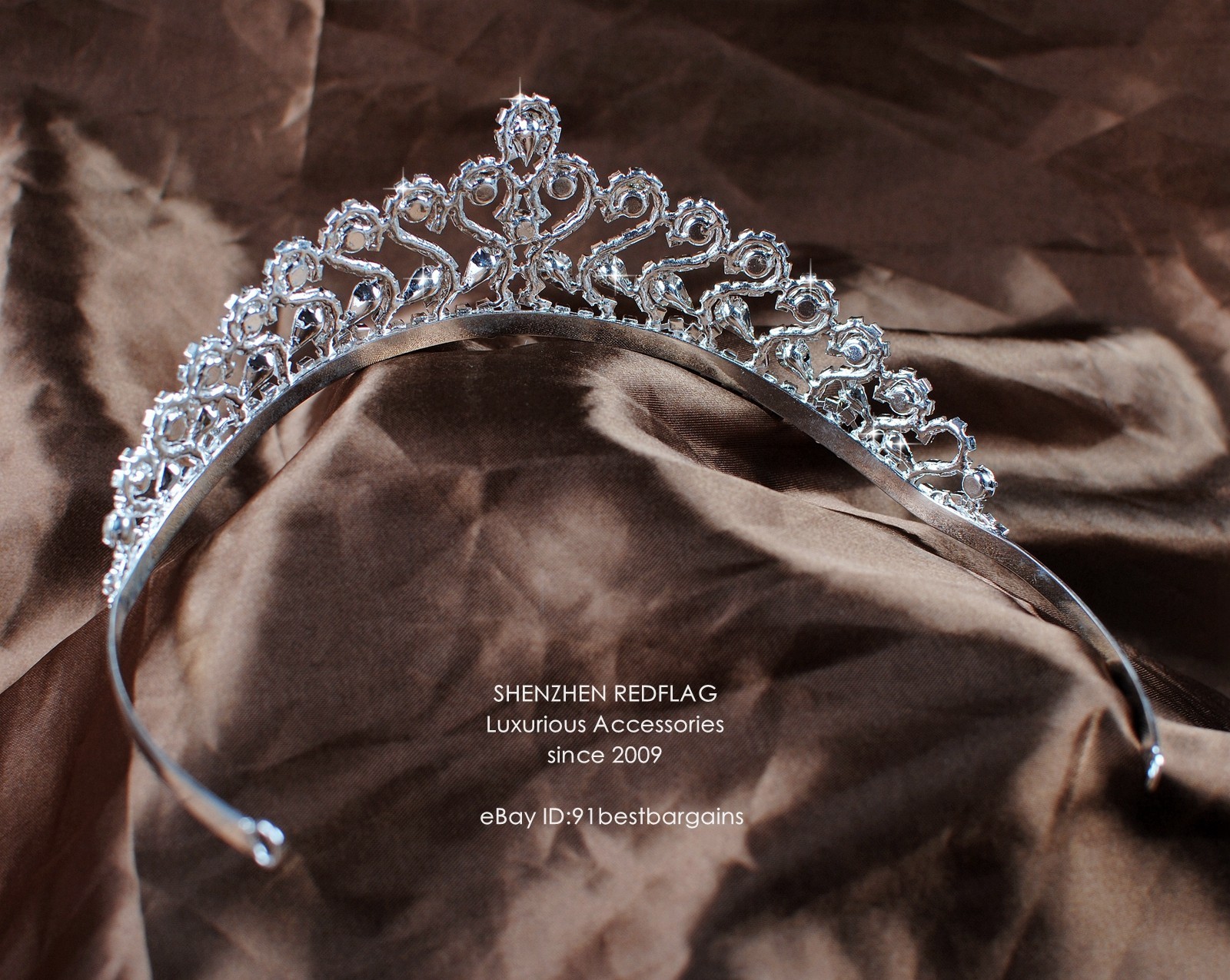 Romantic Royal Tiara Crown Clear Austrian Rhinestones Bridal Wedding Prom Party