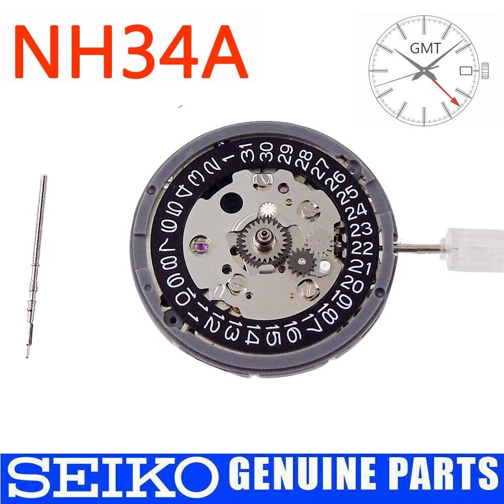 NH34A Genuine Japan NH34 GMT White Black Date Automatic Watch Movement Parts