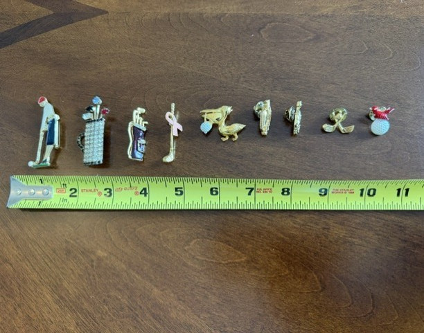Nine Vintage Women’s Golf Brooches and Pins. Beautiful for Women golfers.