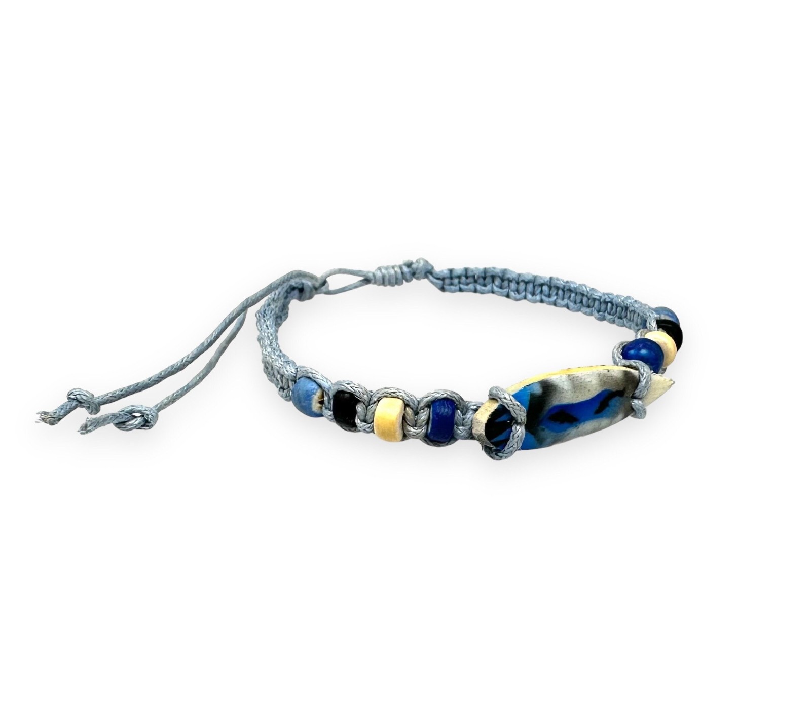 Surfboard Bracelet Anklet Macrame Hemp Dolphin Wood Beads Adjustable Unisex