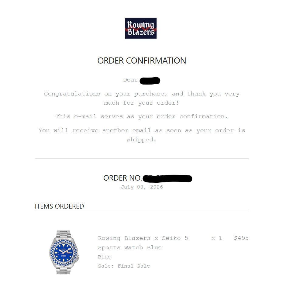 Seiko 5 x Rowing Blazers x Wind Vintage 2026 Limited Edition – Blue – 42mm