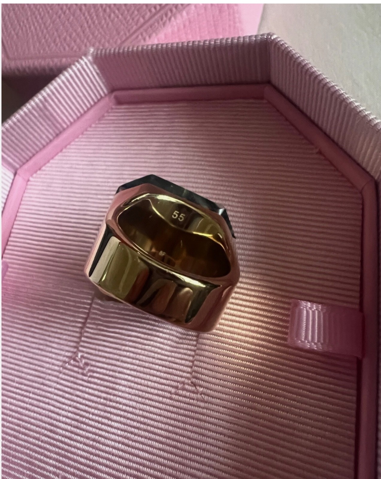 SWAROVSKI Numina Ring, Square cut, Green, Gold Tone Plated size 55 new💕❤️