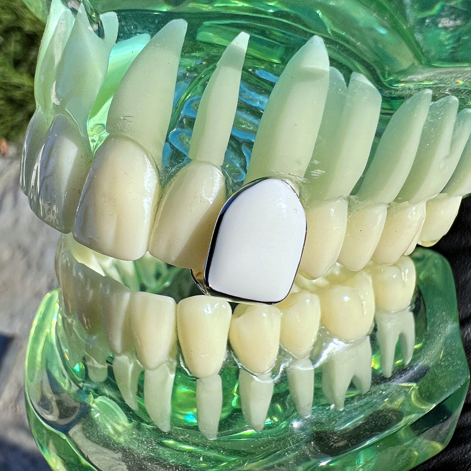 Real Solid 925 Sterling Silver White Enamel One Tooth Cap Top Single Slug Grillz