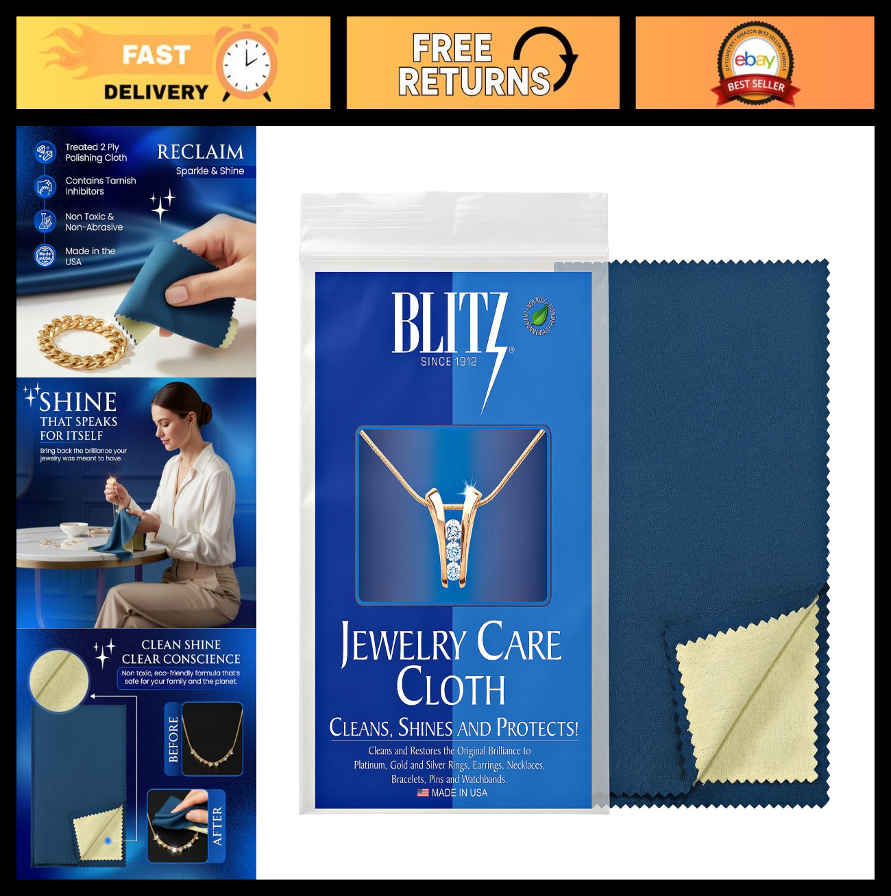 Jewelry Polishing Cloths – Pre-Treated for Gold, Silver & Platinum – Eco-Friendl