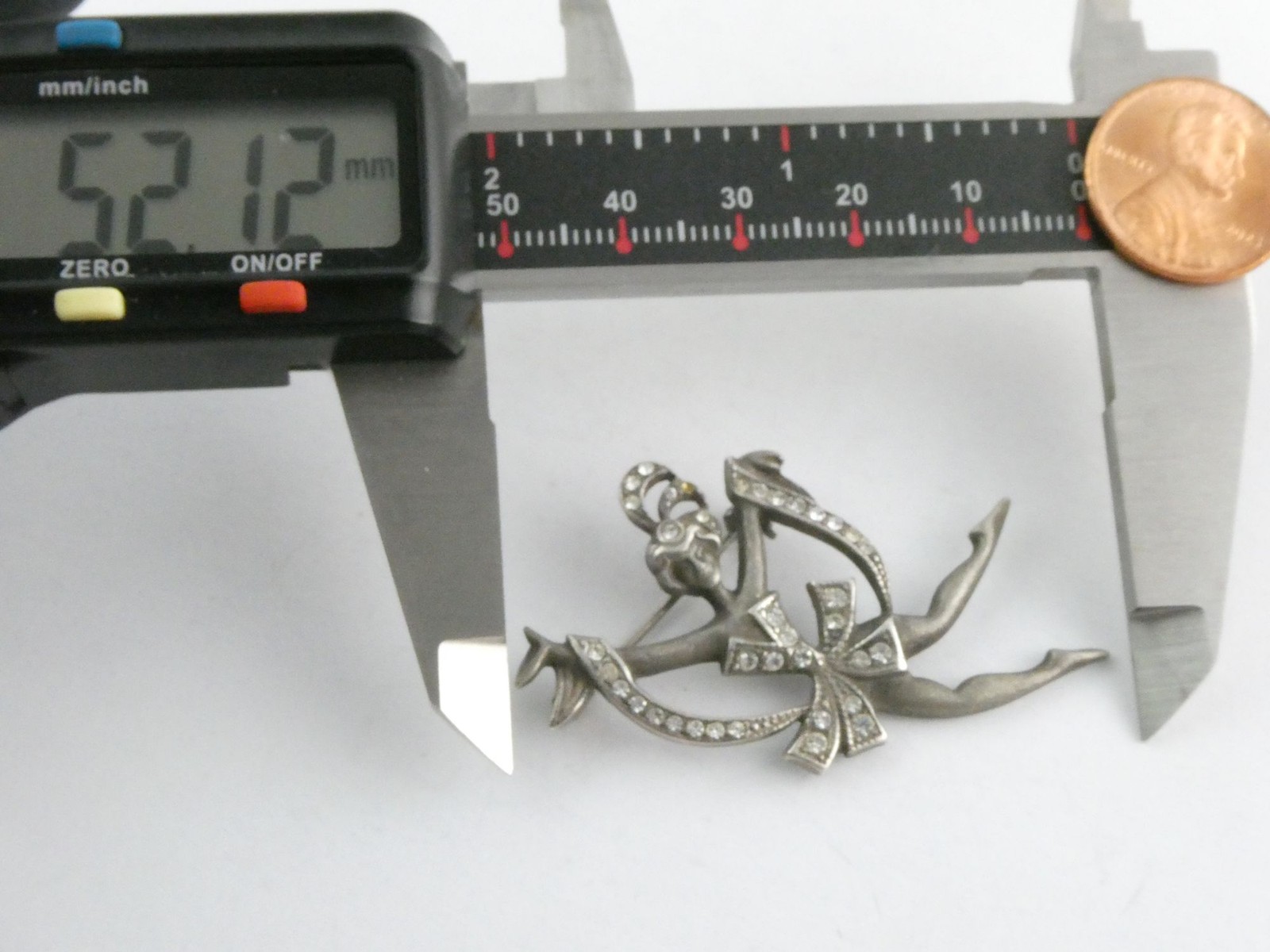 Vintage Sterling Silver White Rhinestone Dancer Ballerina Brooch Pin 6g 2 Inch