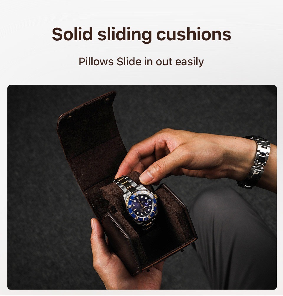 Genuine Leather Watch Case Single Travel Watch Box Protective Holder Gift Men