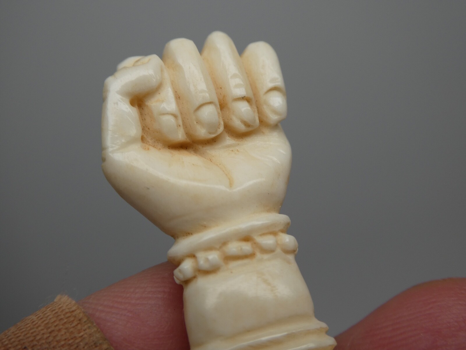 Victorian Style Bubalus Bubalis Bone Fist Hand Protection Lucky Amulet Pendant