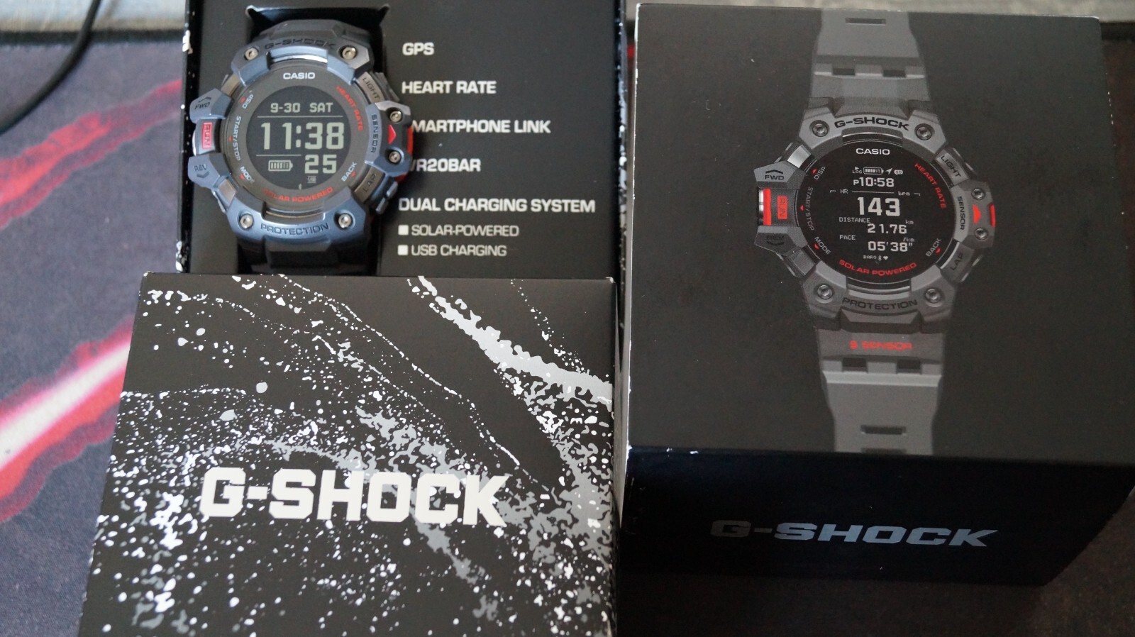 Casio G-Shock GBD-H1000-8 Quartz Watch 3475 54mm Grey Red case G-Squad solar