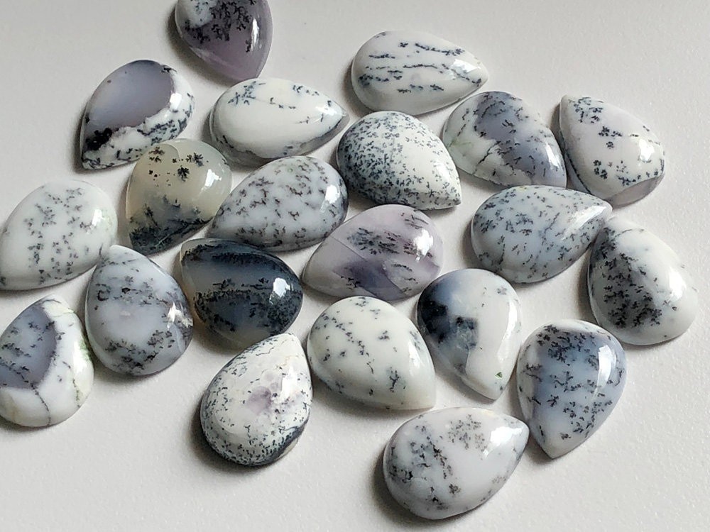 Opal Dendrite Pear Cabochon 5x7mm to 20x25mm Natural Loose Wholesale Gemstone