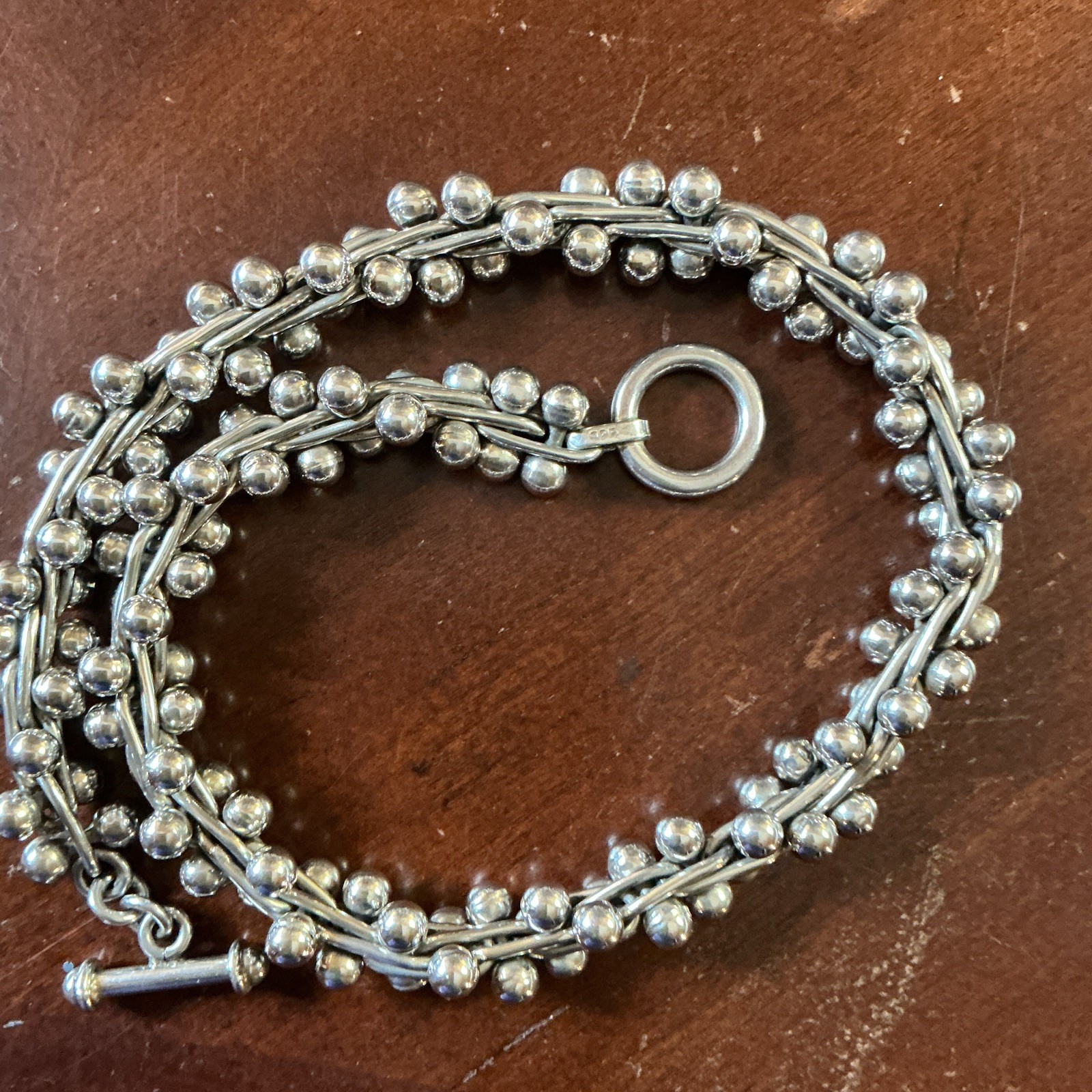 Vintage Sterling Silver 925 DNA twist bead-ball link Necklace