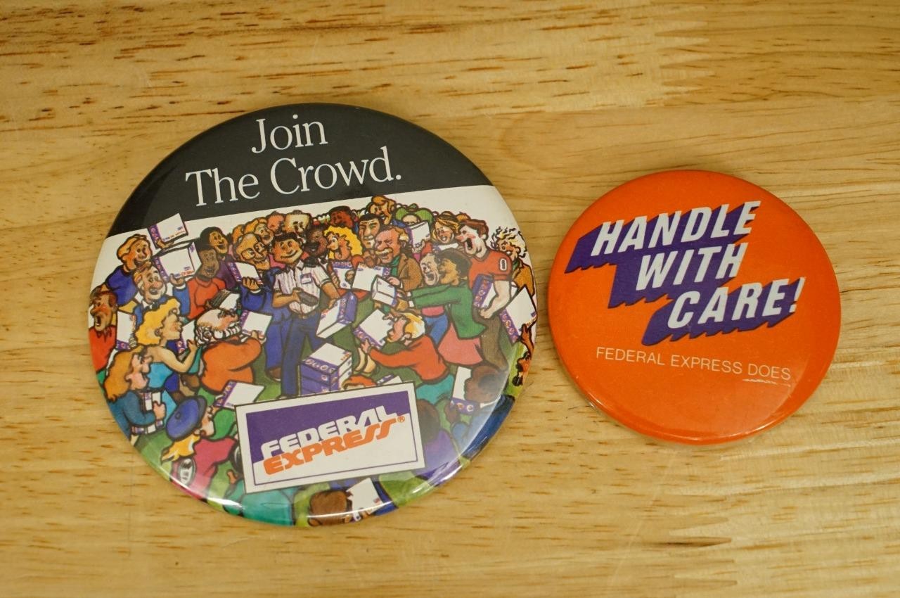Vintage Lot Pinback Buttons Advertising Shipping Company Federal Express