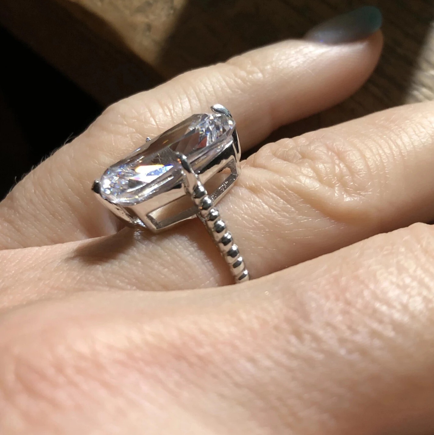 Valentine Gifts Ring Silver Plated Luxury Solitaire Ring 6 CT Simulated Diamond