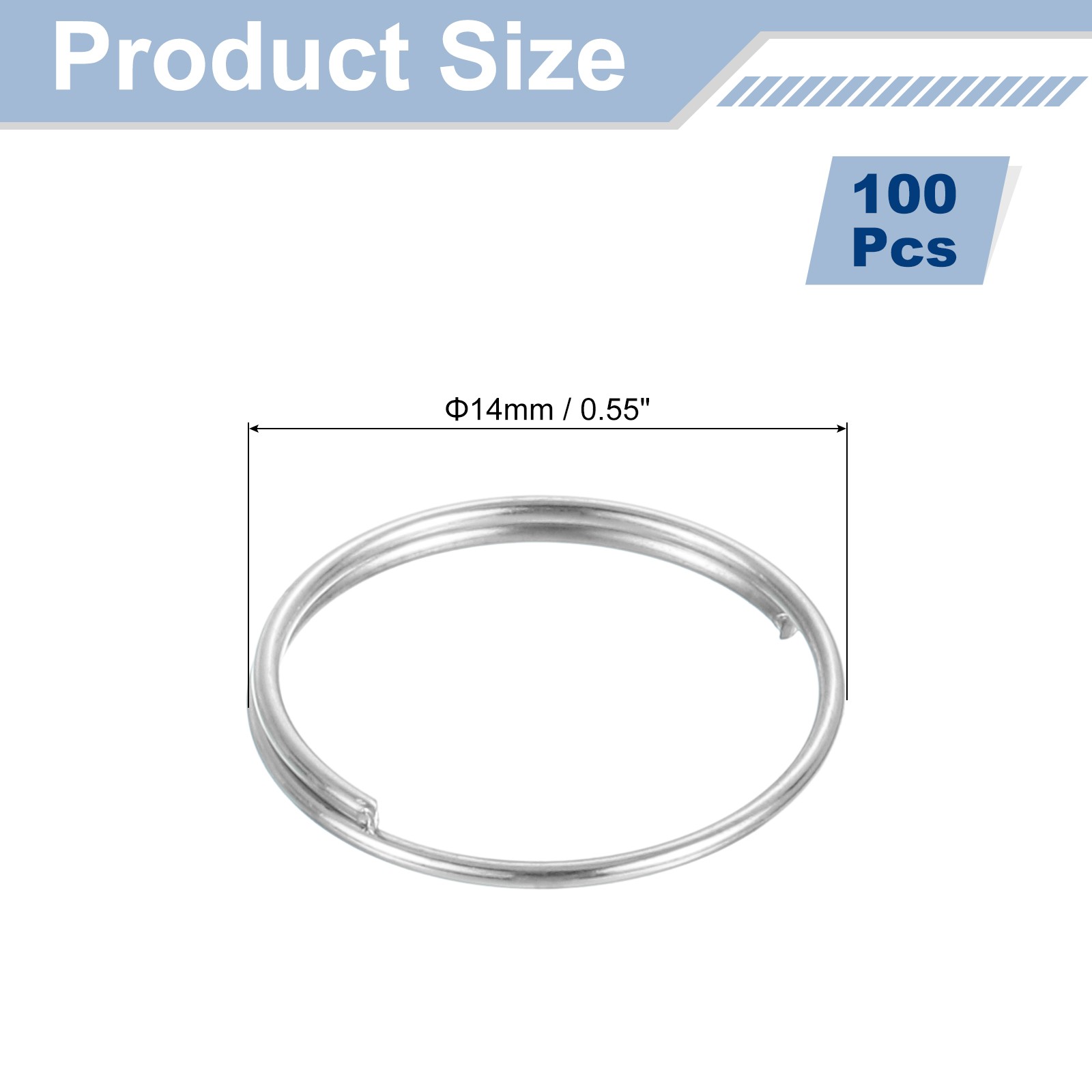 100Pcs 14mm Double Loops Split Rings, Small Round Jump Ring Connector, Silver