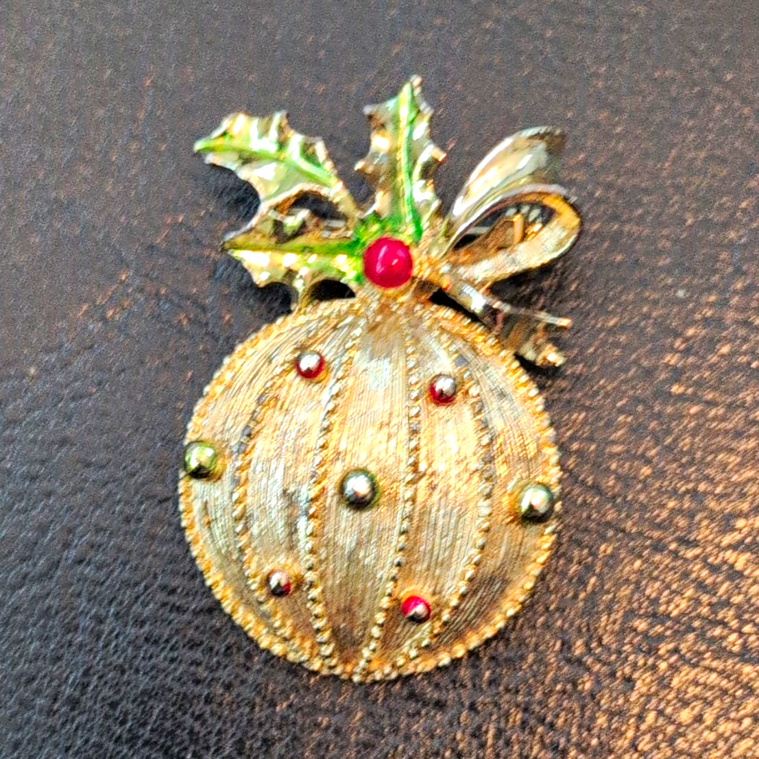 Vintage Gerry’s Gold-Tone Christmas Ornament Brooch