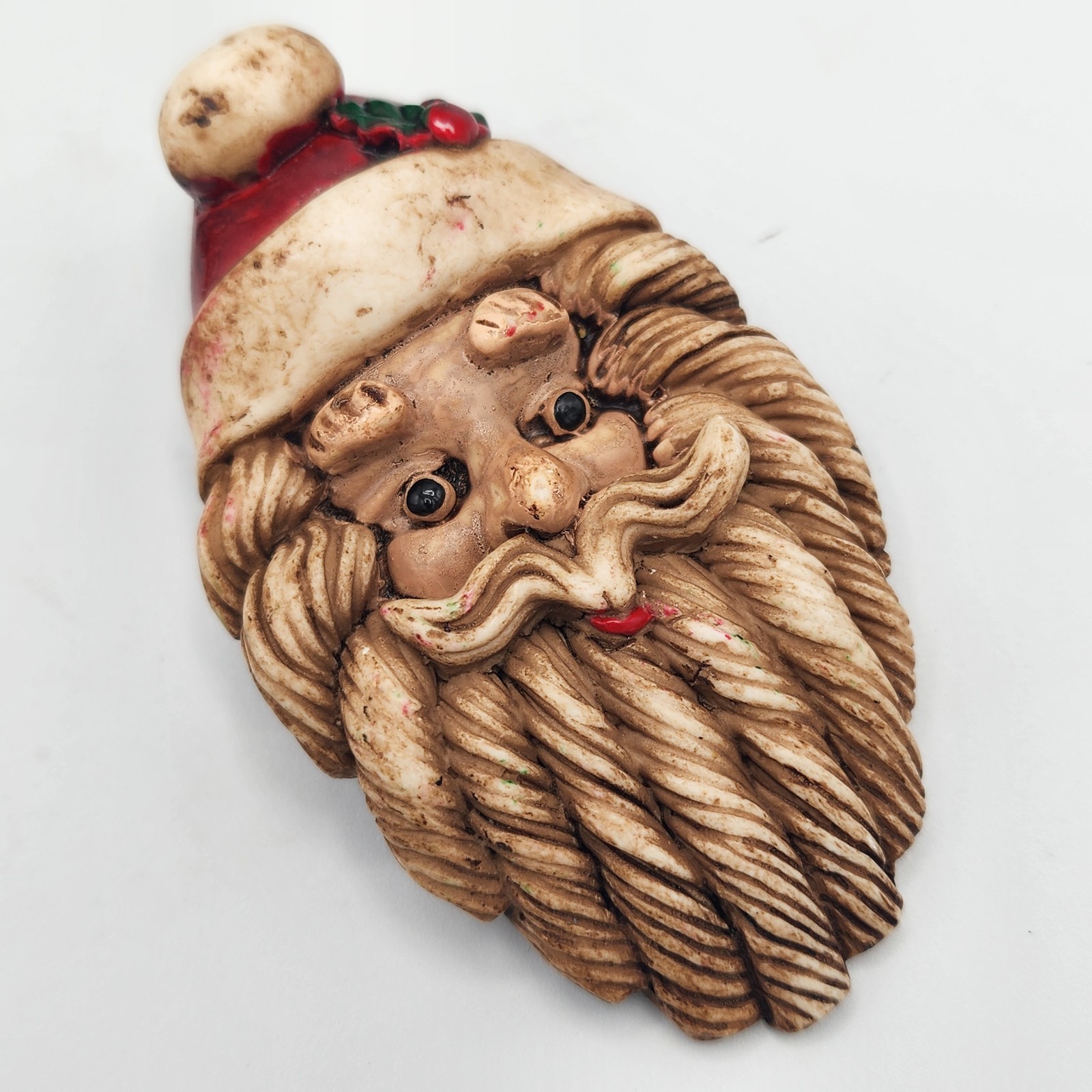Vintage Christmas Santa Claus Brooch Sandicast 3.75 IN