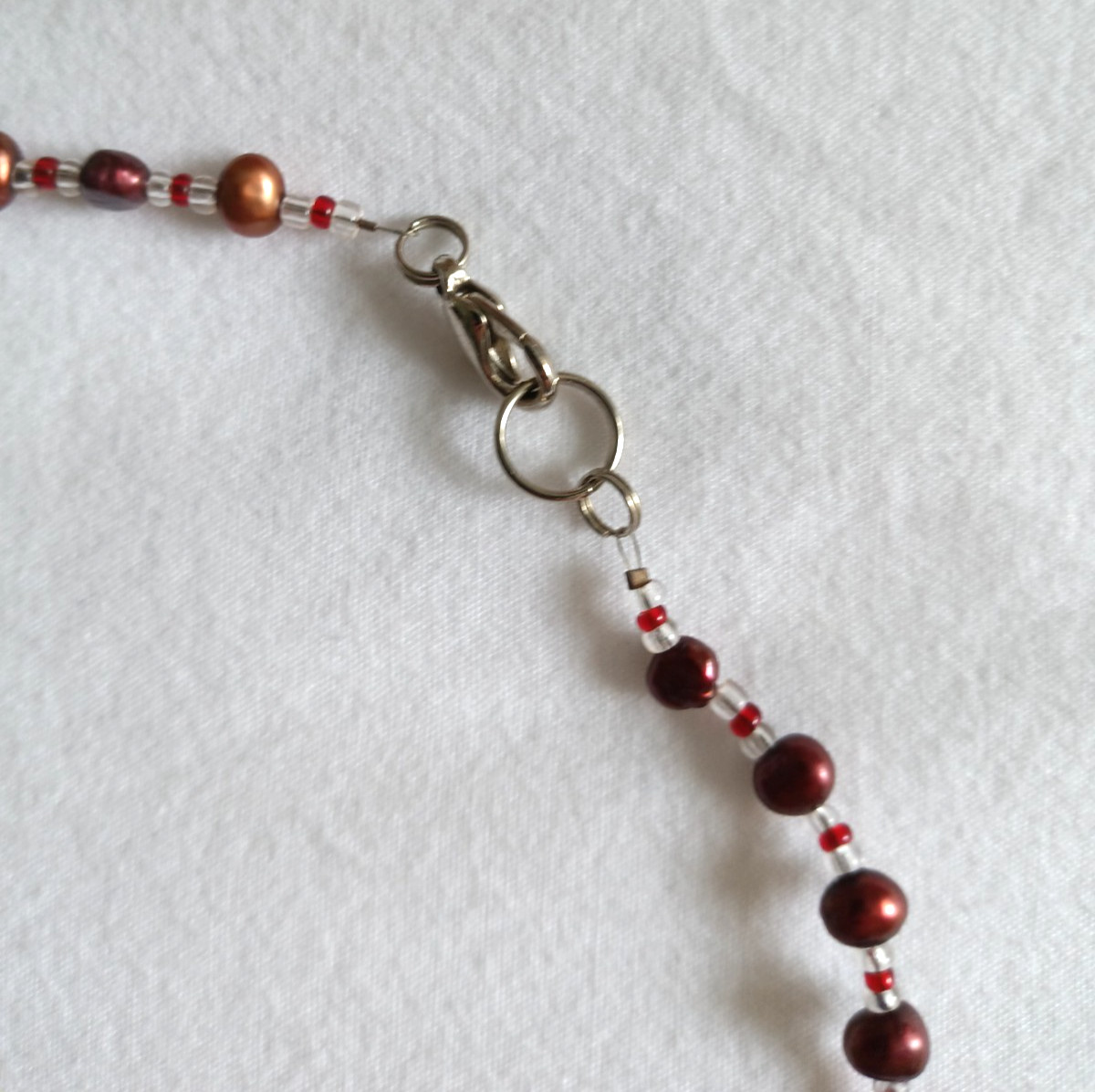 Handmade Red Rose Pendant Beaded Necklace Burgundy Romantic Gothic Boho 16″