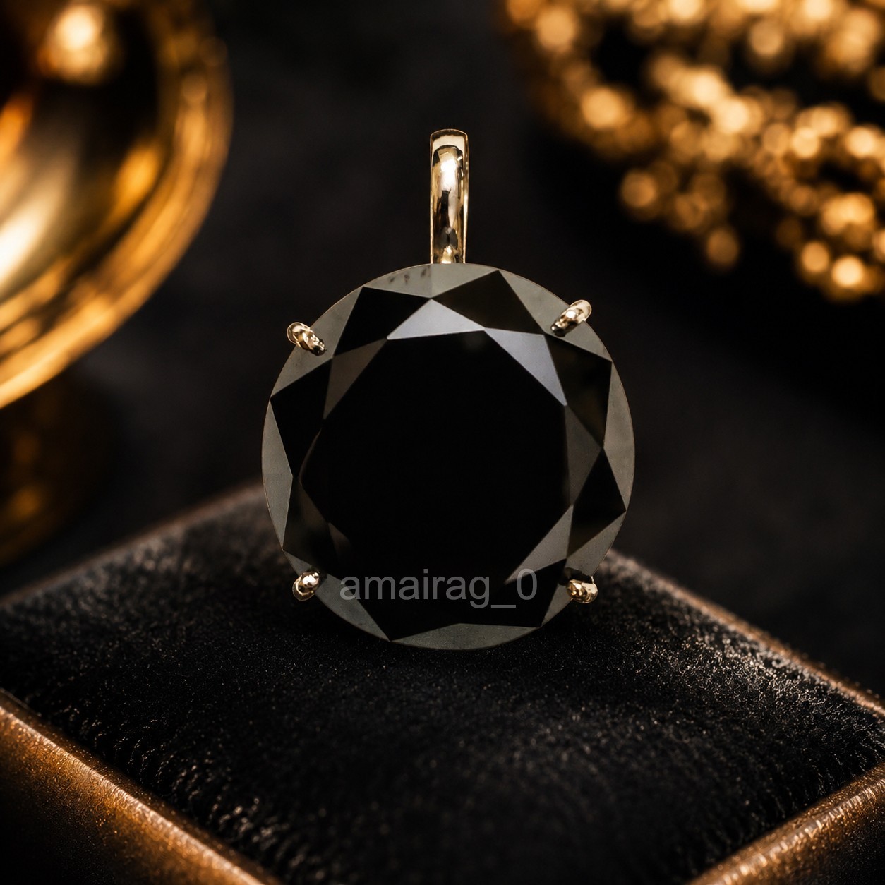 90 Carat Carbonado Black Diamond Pendant 925 Sterling Silver AAA Certified