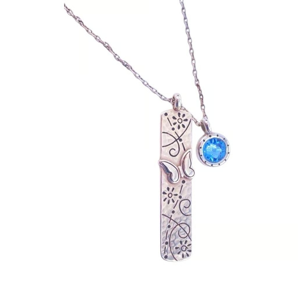 NWTag Brighton EVERY LITTLE THING BLISS Butterfly Silver AQUA Crystal Necklace
