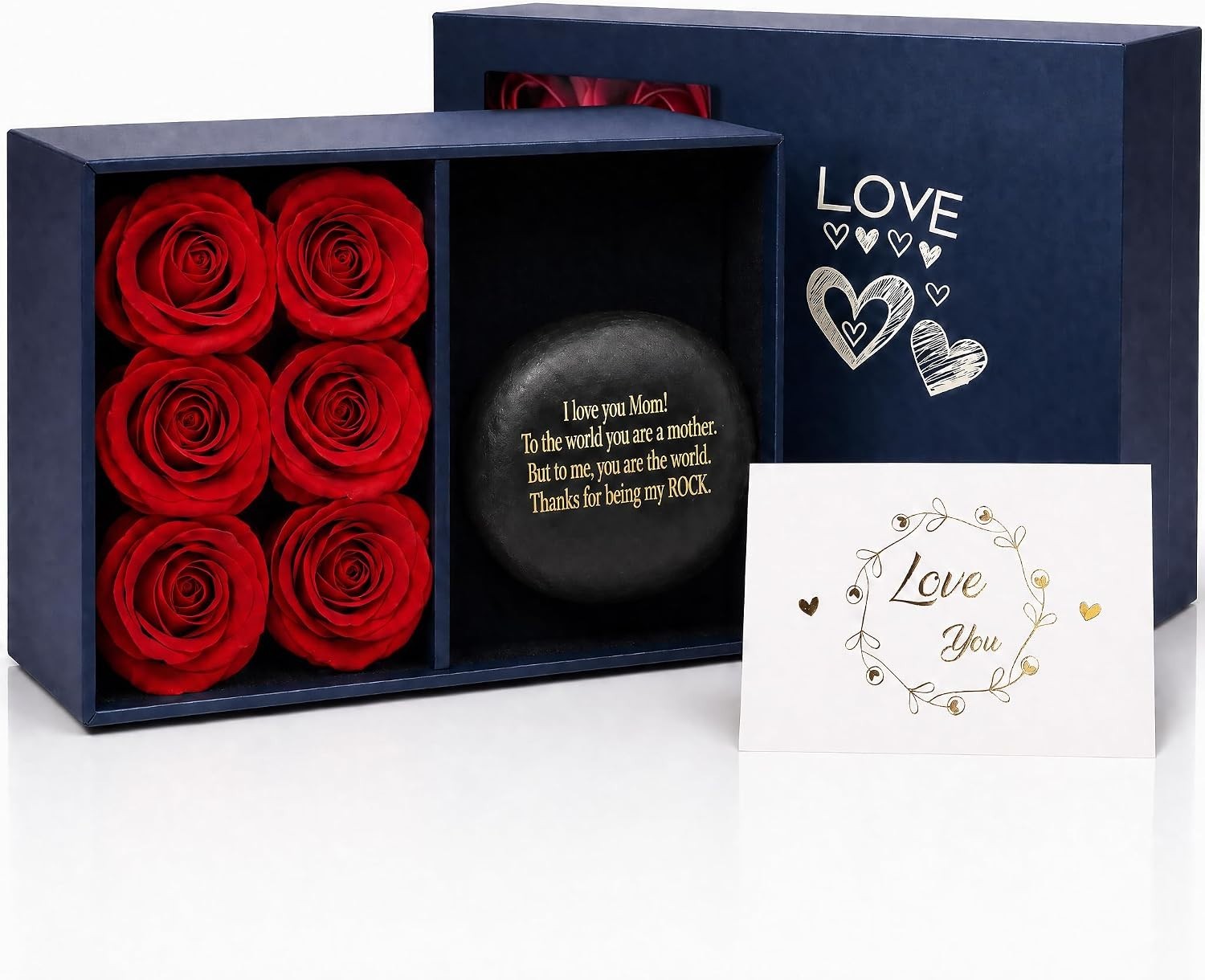 Meaningful Mother’s Day Keepsake – Engraved Stones & Floral Elegance Gift Set