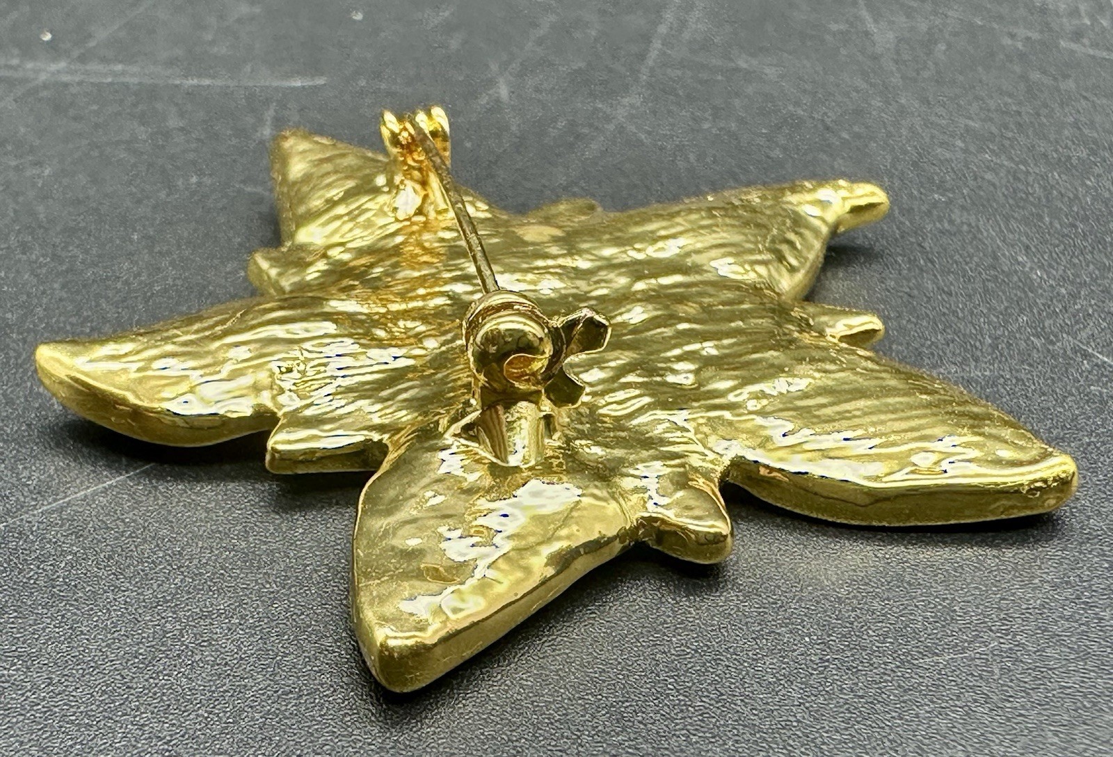 New In Package-2” Red Rhinestone Poinsettia Pin Brooch-Lauren Spencer- Gold Tone