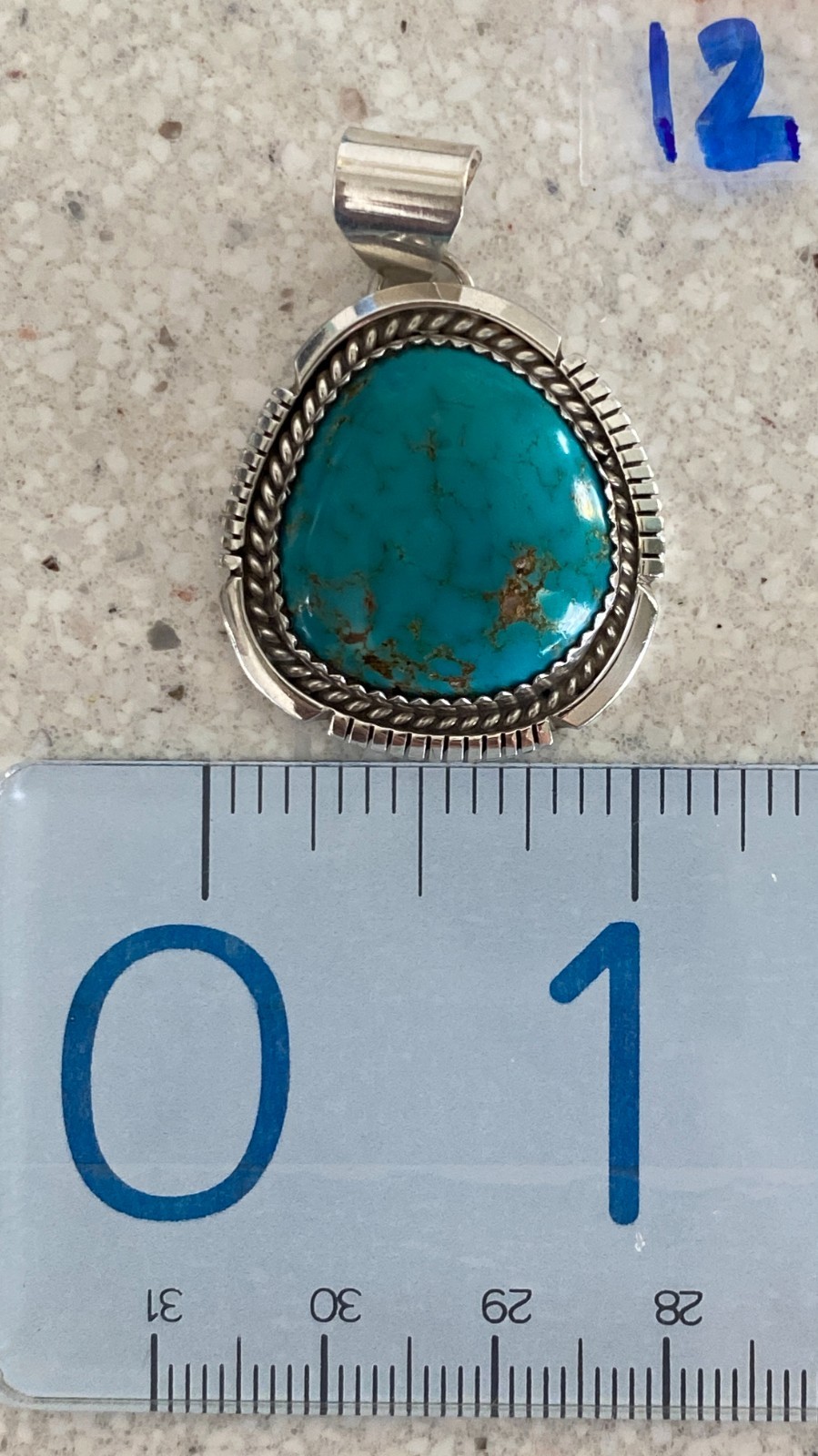 Old Pawn Turquoise Pendant Sterling Silver Vintage Southwestern Royston Cabochon