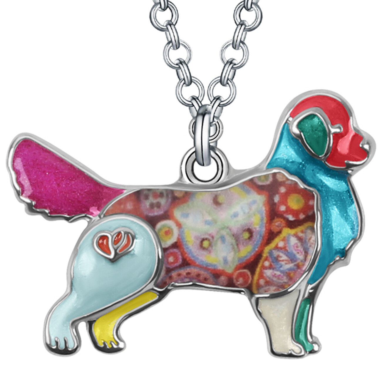 Enamel Alloy Golden Retriever Dog Necklace Pendant Pets Jewelry Charms Gifts