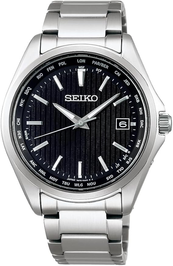 Seiko Selection SBTM291 Black Dial Titanium Solar Atomic Radio Men Watch NEW BOX