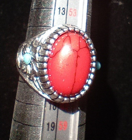 Resellers lot 5 Western/Biker Rings Assorted Sizes Blue green And Red Stones