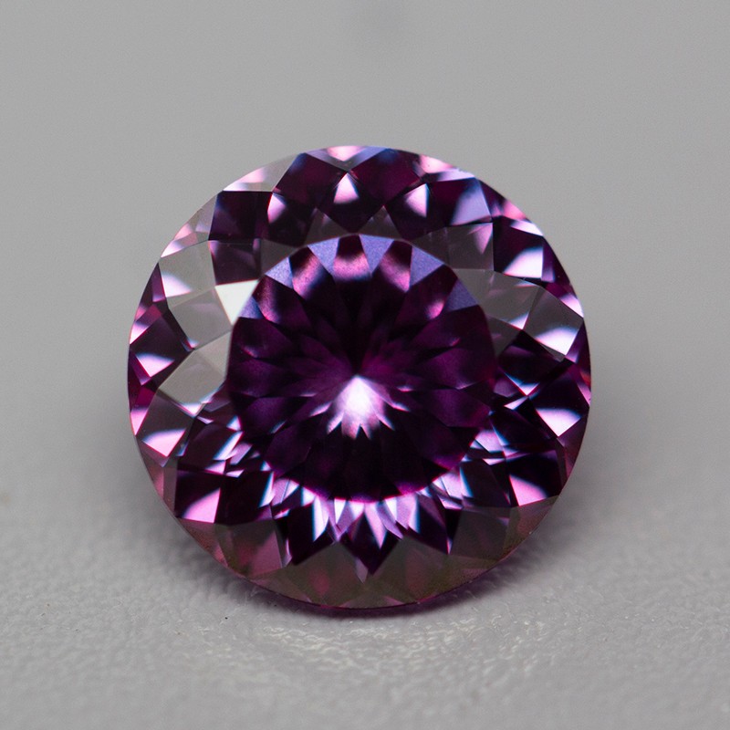 Purple-blue Round 100 Face Cut Moissanite Loose Stone 6.5mm 1.0ct Russian Cut