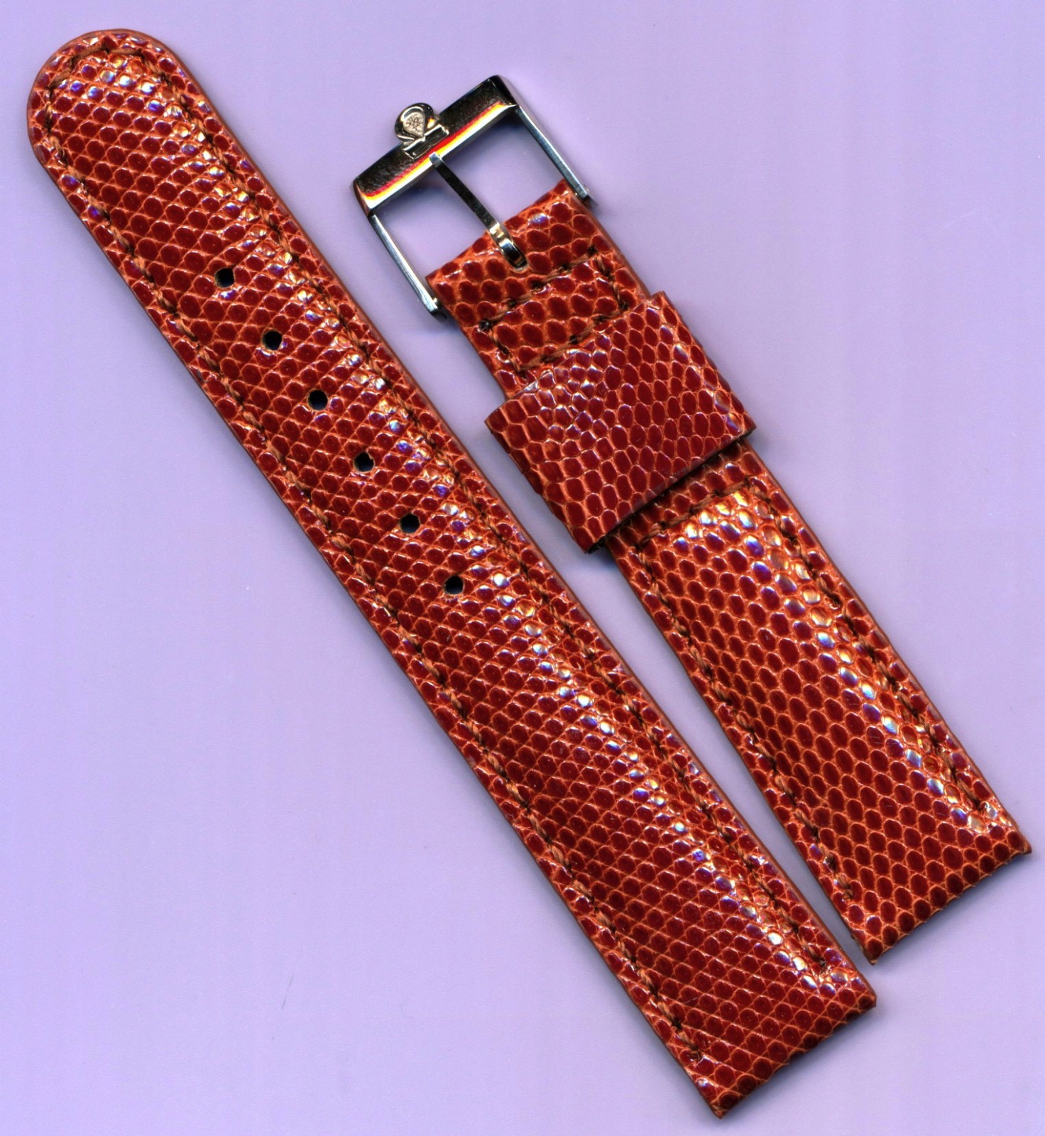 Brown or Black 18mm Genuine Lizard MB Strap & Vintage Steel or Gold Omega Buckle