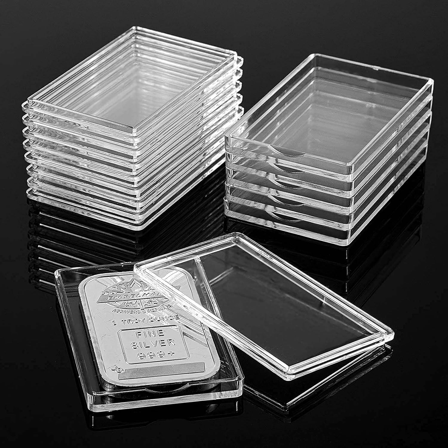 1 oz Silver Bar Holder Case Clear Acrylic Capsule Storage Container Box for Coin