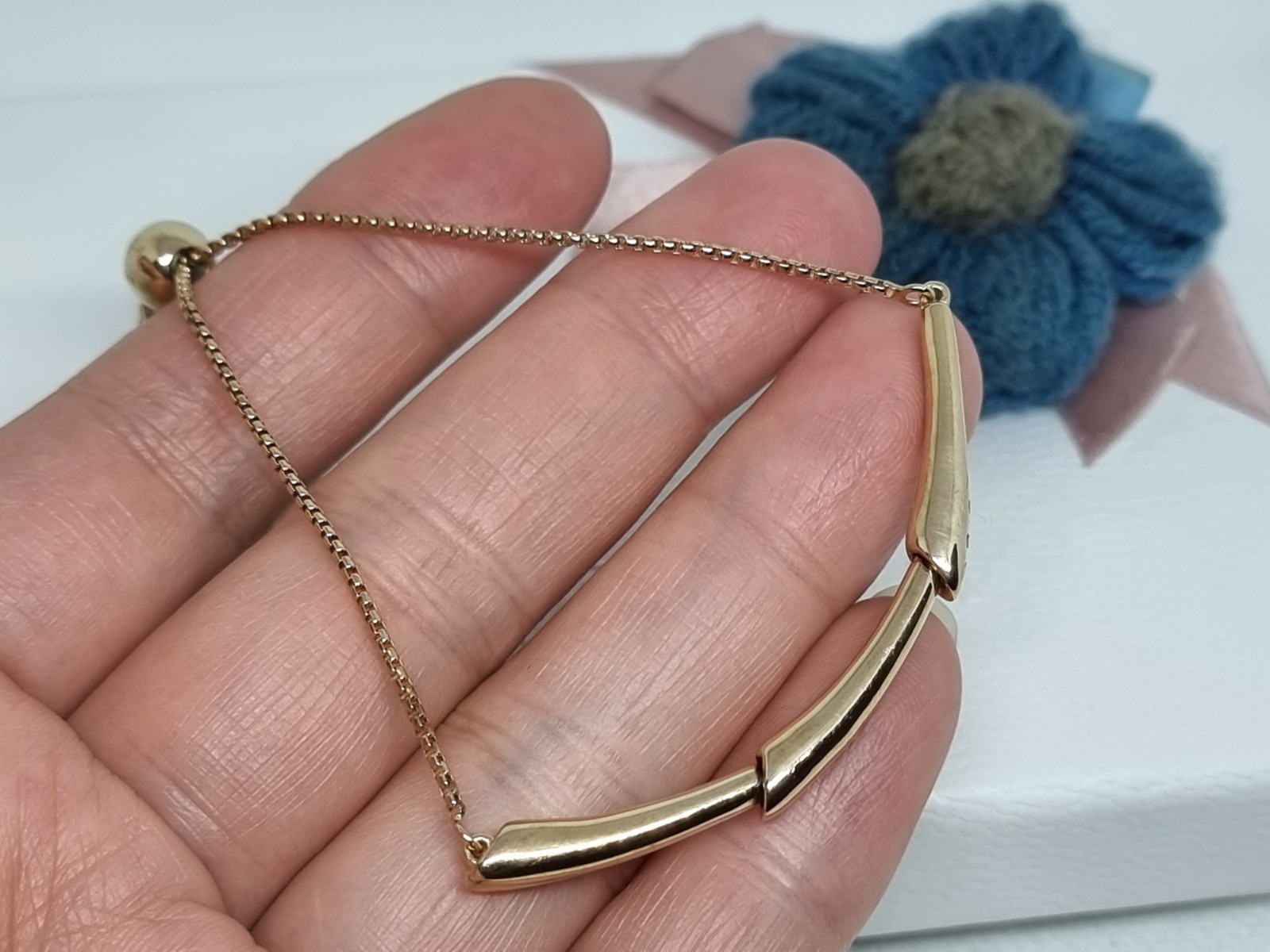 BOXED Genuine Pandora 18K Gold Plated Flower Stem Slider Bracelet 23cm 💕