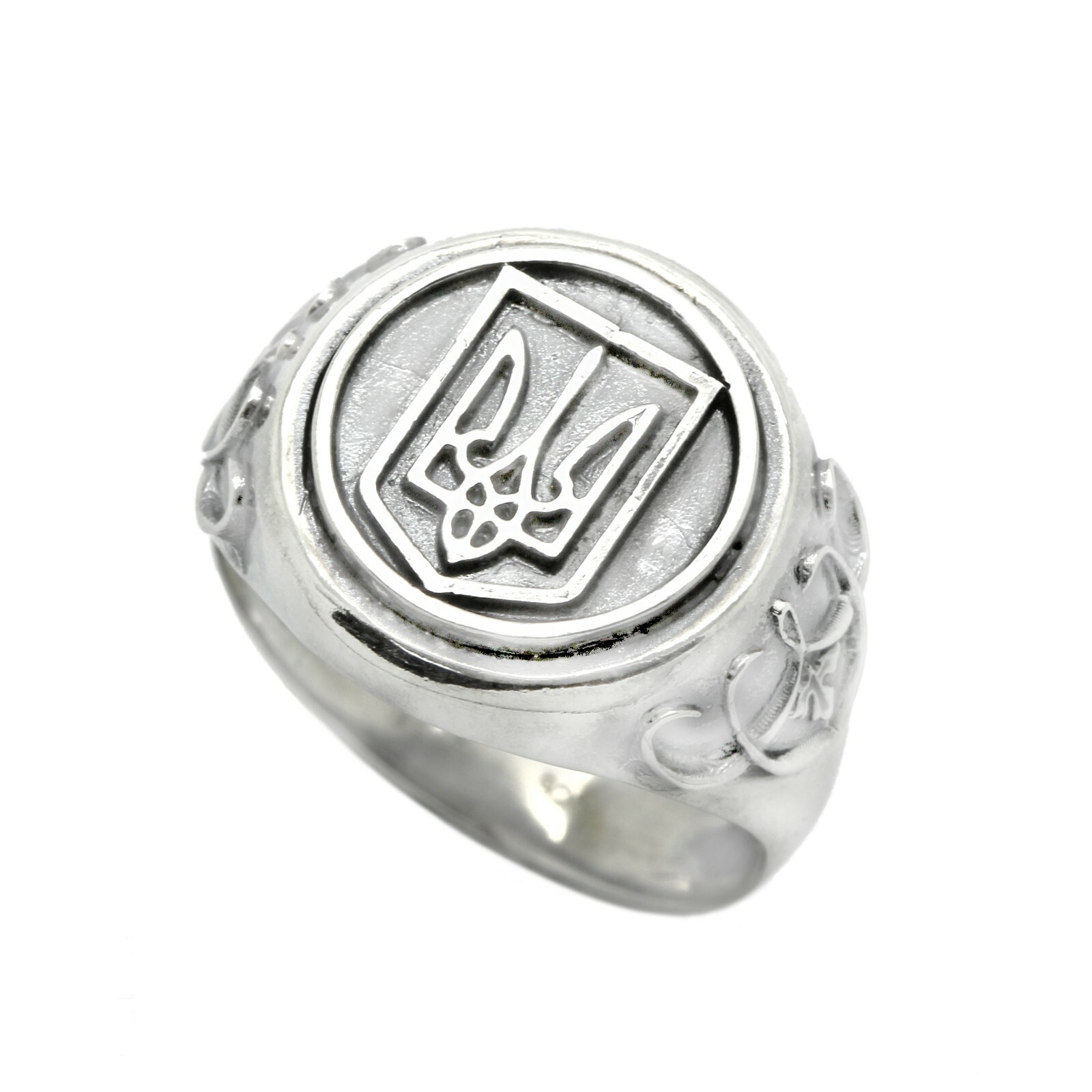 Ukrainian Trident Tryzub Sterling Silver Ring Signet, Size from 6 to 13US