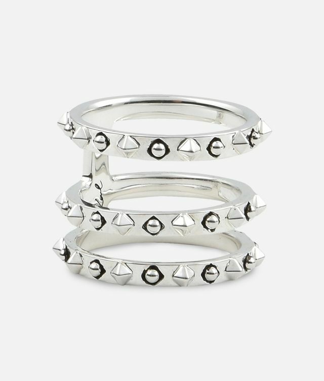 New Auth KARL LAGERFELD Paris Silver-Toned TRIPLE STACK RING Ring 52 US-6