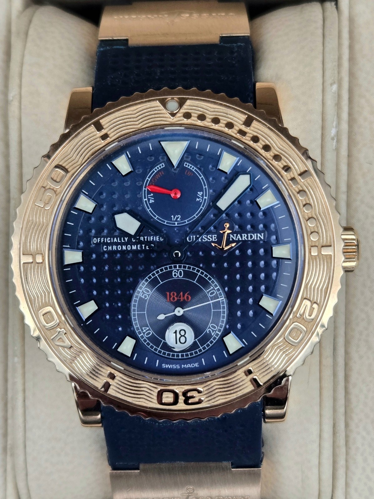 VERY RARE Ulysse Nardin Maxi Marine 266-51 Gold 41mm Limited Edition of 350