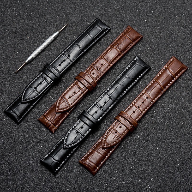 Quality Genuine Leather Watch Band Strap Alligator Grain 12-24mm Without Buckle