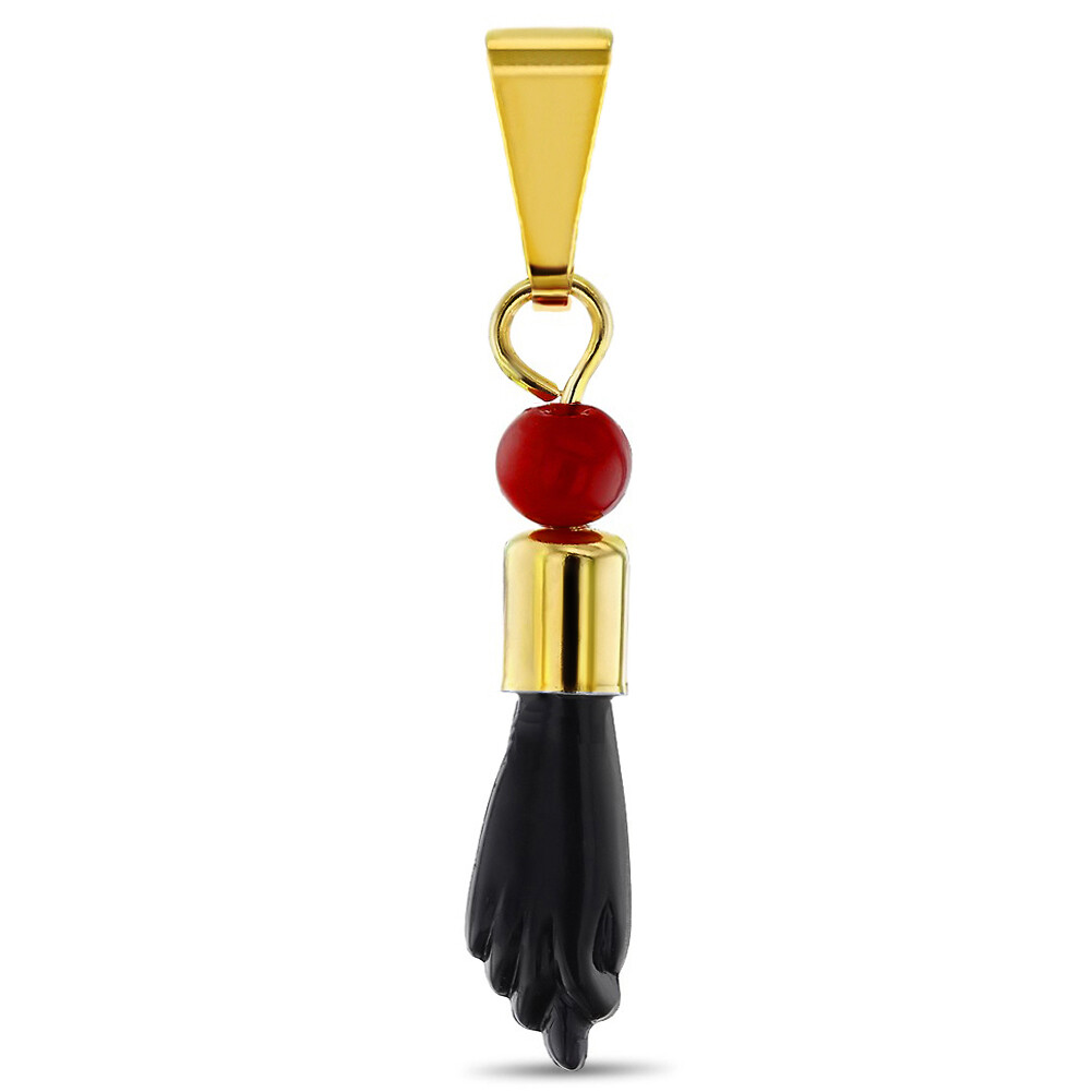 In Season Jewelry Black Figa Hand Simulated Azabache Good Luck Amulet Pendant