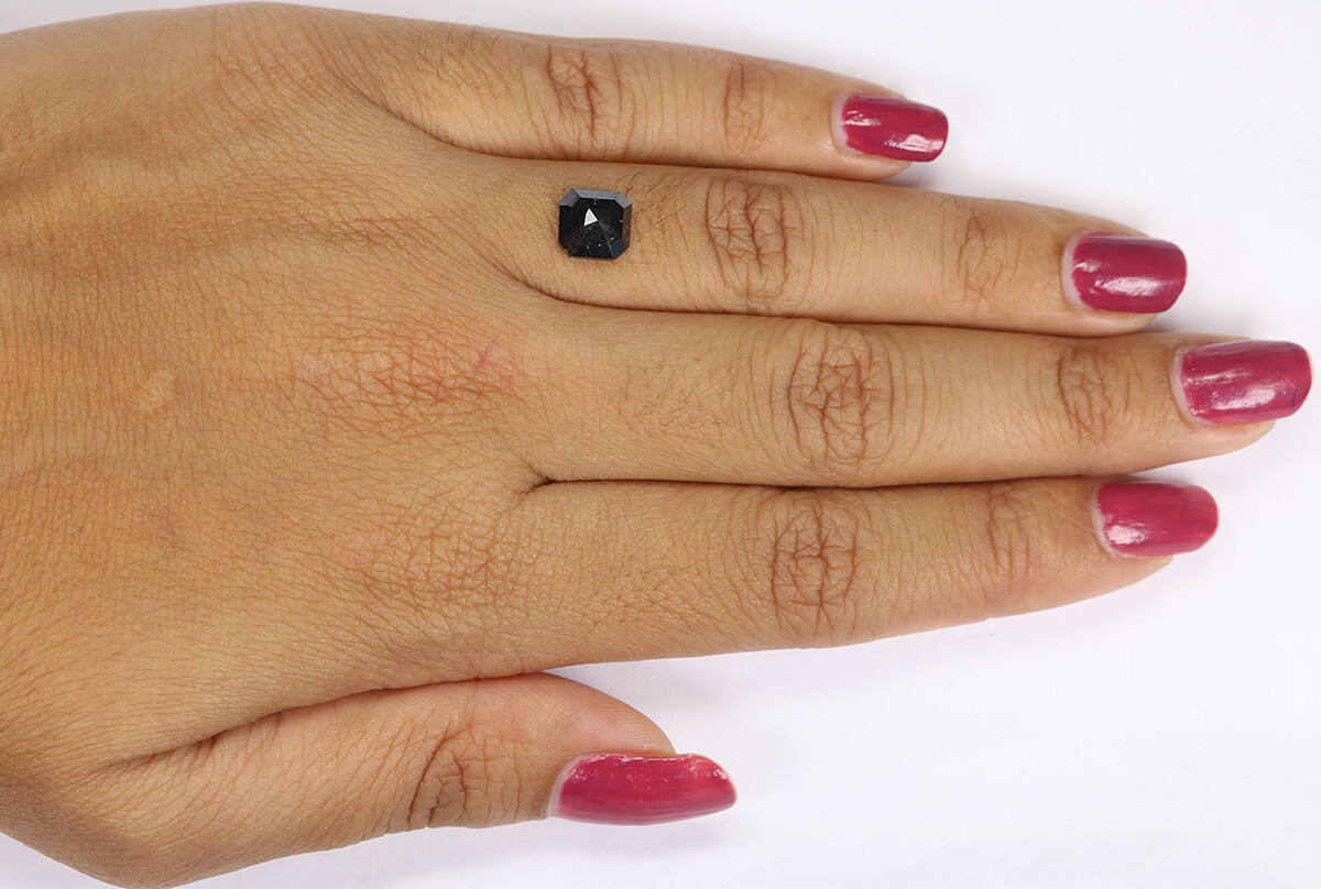 1.45 CT Natural Loose Emerald Shape Diamond 7.00 MM Black Color Diamond KQ2077