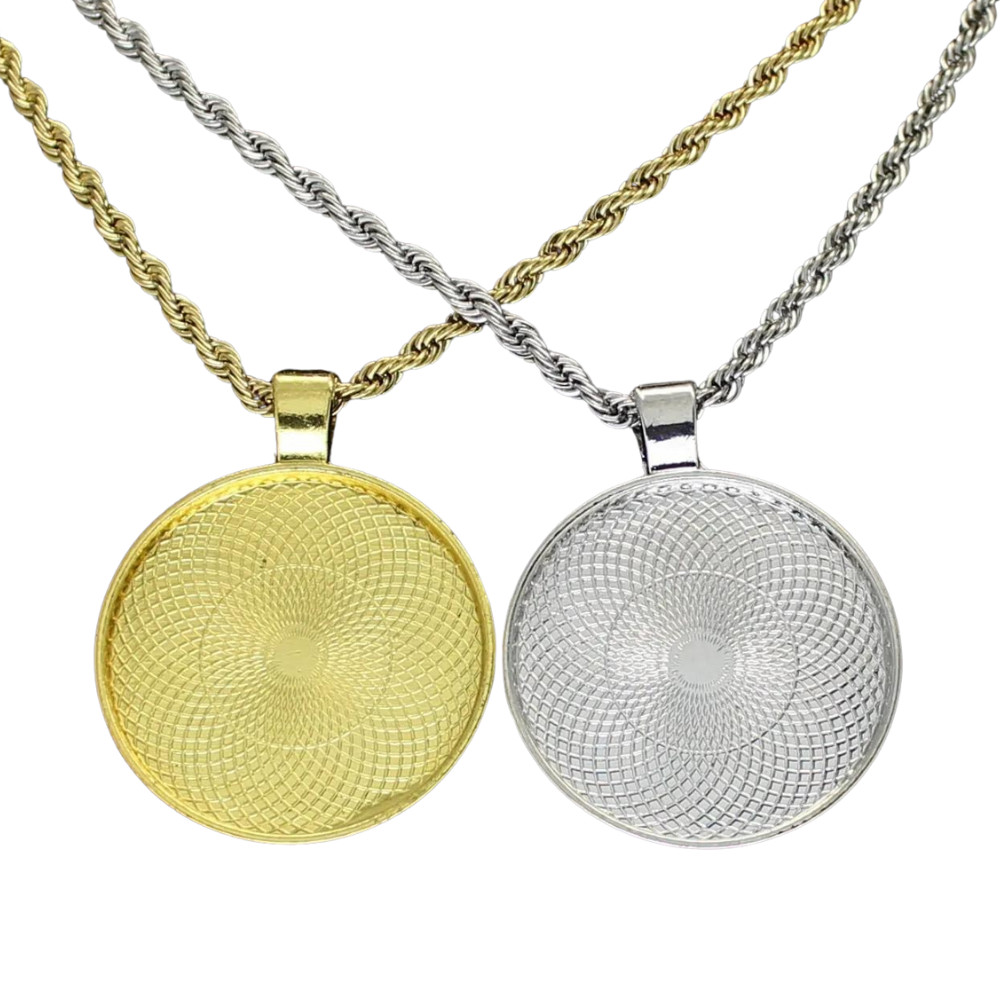 Picture + Glass Photo Pendant Gold Plated Stainless Steel Necklace Jewelry