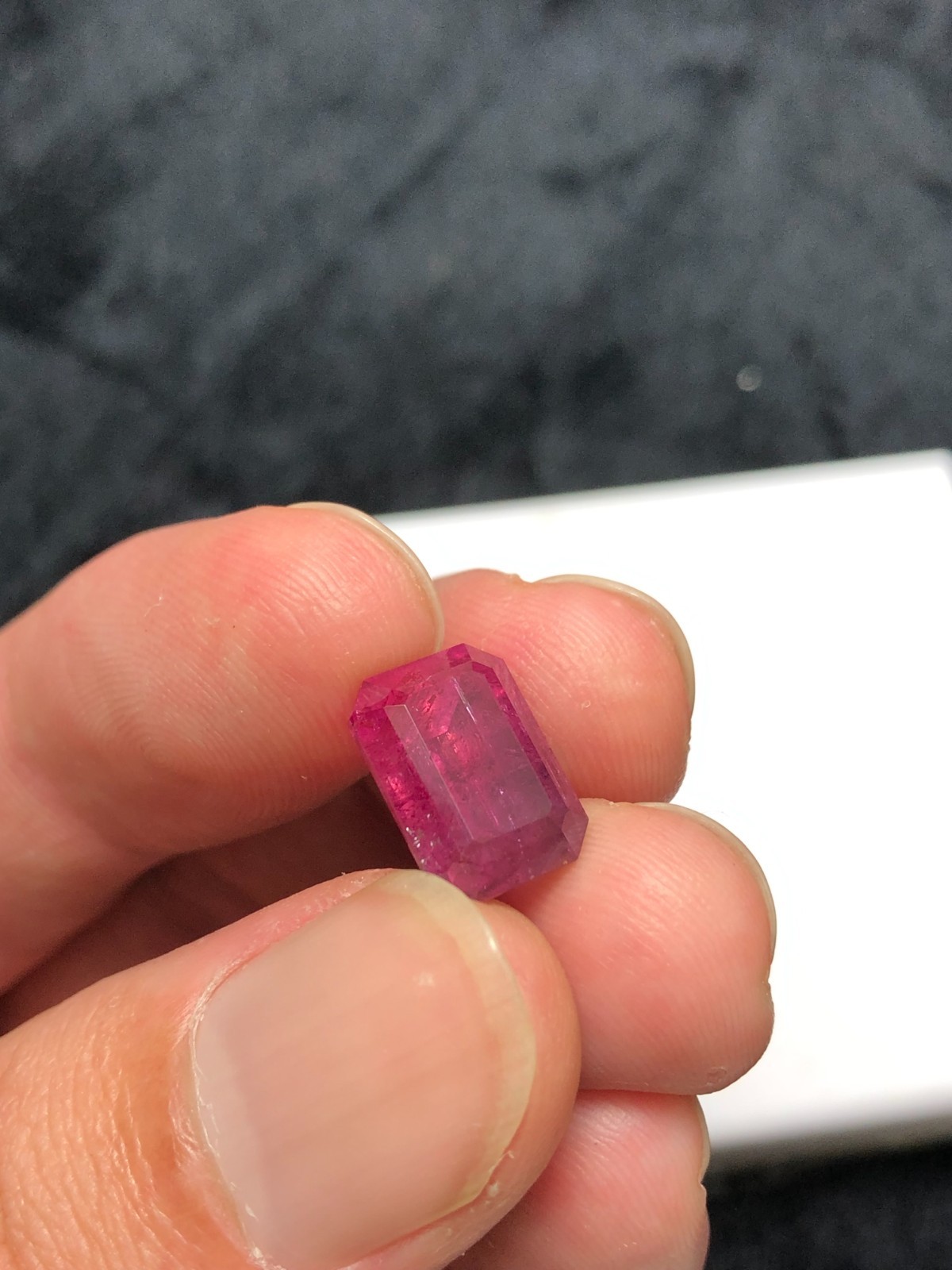 Natural Purplish Pink Tourmaline, Emerald Cut, Hand Faceted