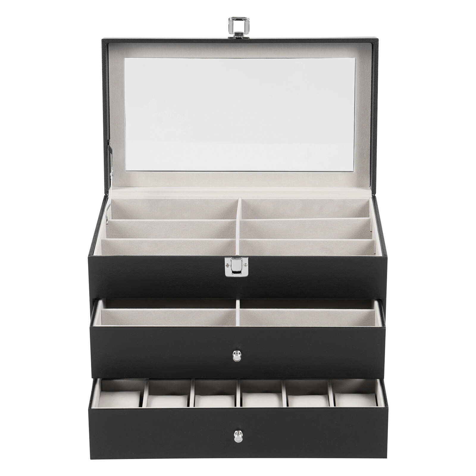 Sunglasses Case Watch Box Watch Case Jewelry Box and 12 Eyeglasses Storage