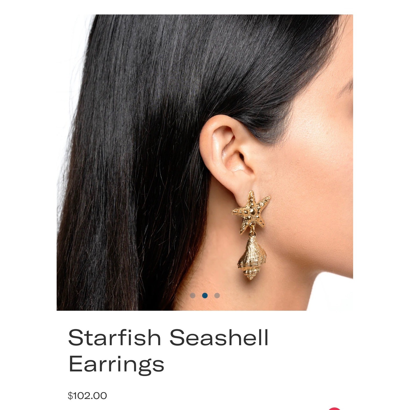 Mayamar Starfish Seashell Earrings Women OS Gold Nautical Drop MSRP $102 Beach