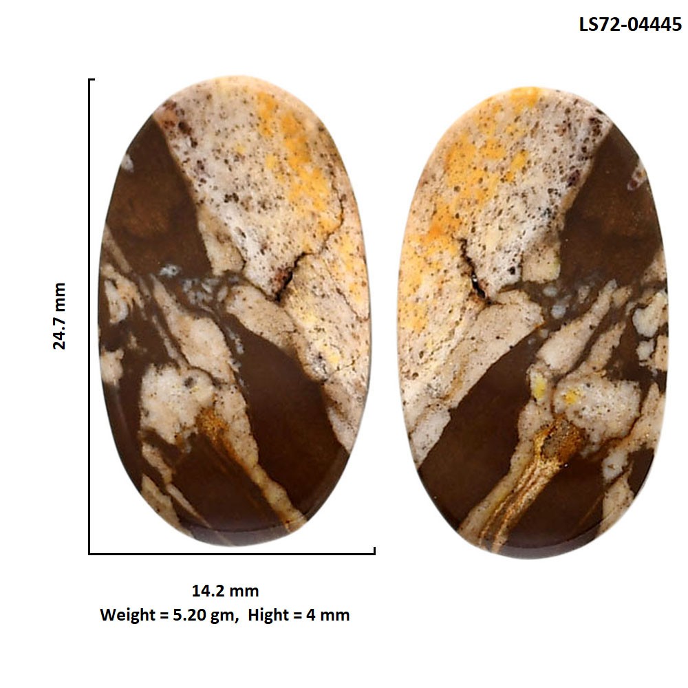 Natural Outback Jasper Pair 14.2×24.7×4 mm Oval Polished Gemstone LS72-04445