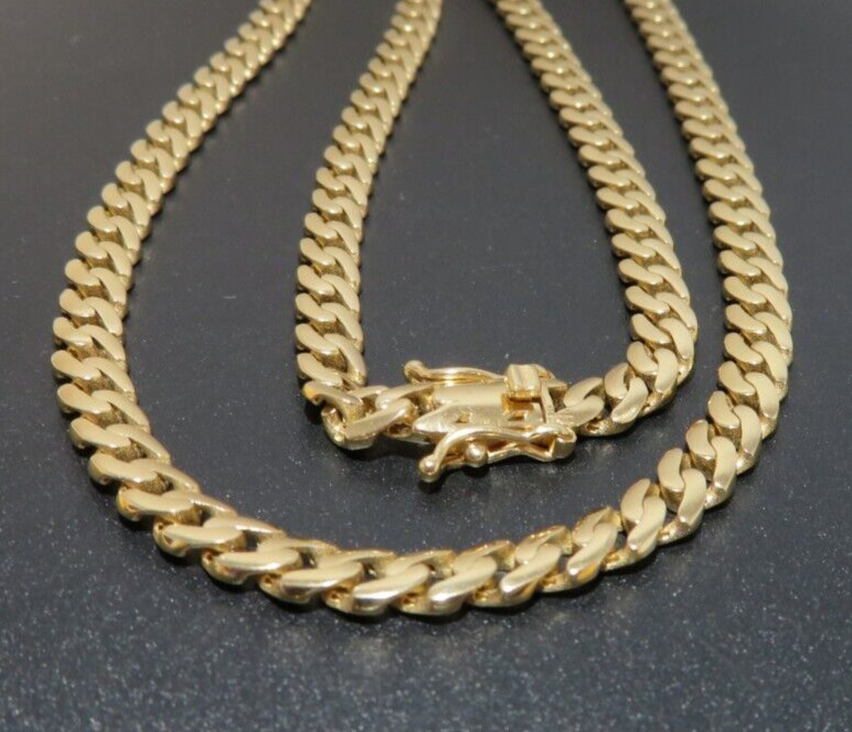 14K YG HOLLOW CUBAN CURB LINK CHAIN 22″ LONG 5.05 MM WIDE 22.04 grams (G132422)