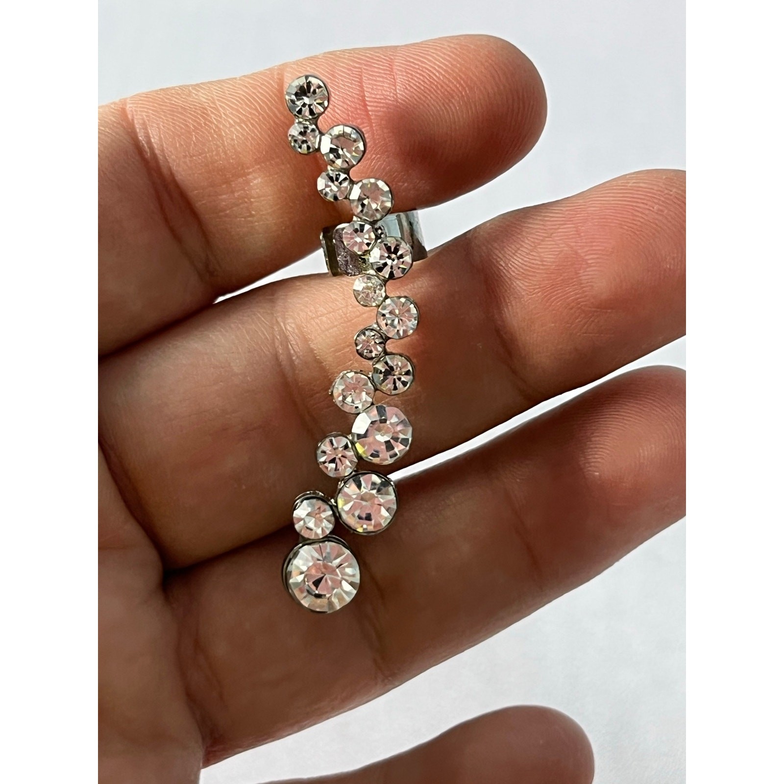Silver Tone Ear Cuff Climber Earring Lot Moon Star Rhinestone Y2K Festival