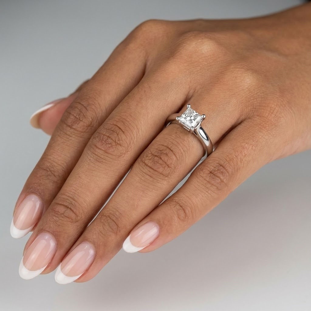 Solitaire Engagement Ring Platinum 1.06 Carat Princess Lab-Grown Diamond H VS1