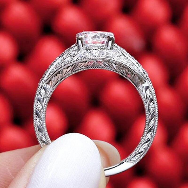 Ethnic Vintage Style Ring 1.8CT CZ Elegant Christmas Gift Ring 925 Silver plated